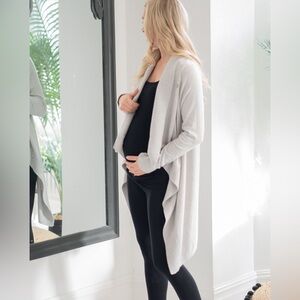 Grey Cotton & Cashmere Waterfall Maternity Cardigan Medium
